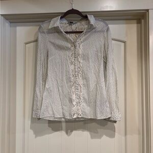 Anthropologie Lil Cream Blouse with Tiny Blue Flowers Size 4